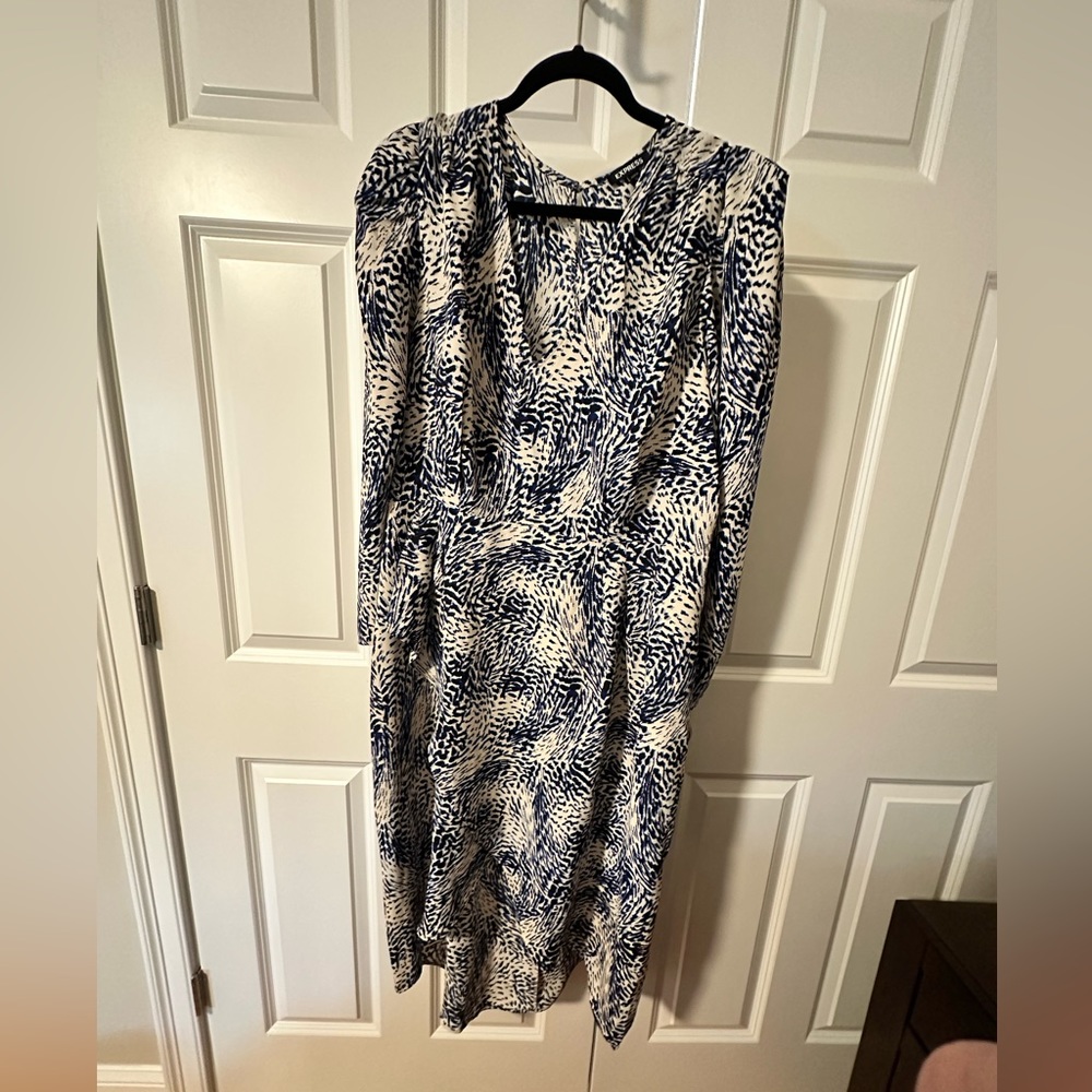 Express blue patterned silk dress